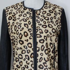 NWT THEORY ELKA LEATHER LEOPARD PRINT Sz M $1500